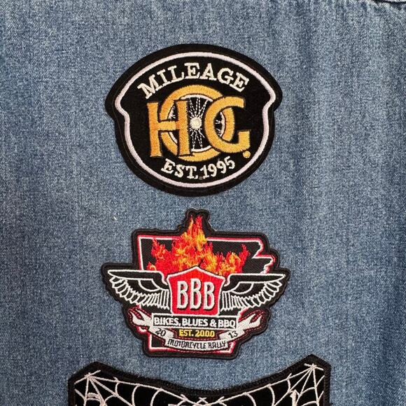 Vintage Harley Davidson Denim Vest w/ Various Biker Patches & Pins, Men's Medium - Picture 10 of 11